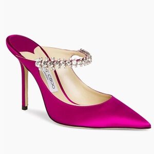 Jimmy Choo Bing 100 Boysenberry Satin Heels/Mules